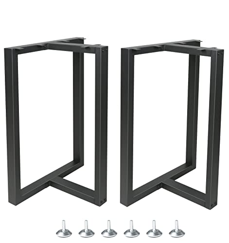 Lendpea Metal Table Legs,Heavy Duty Desk Legs Dining Table Legs Industrial Furniture Legs Table Lega,Modern Coffee Table Legs,Iron Table Legs,Set Of 2 28” Height 18" Wide (Matte Black-T) #TOP18