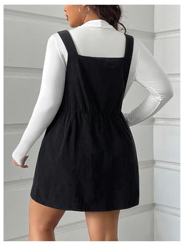 SOLY HUX Women's Plus Size Corduroy Overall Dress Sleeveless Pinafore Mini Dress Jumper2