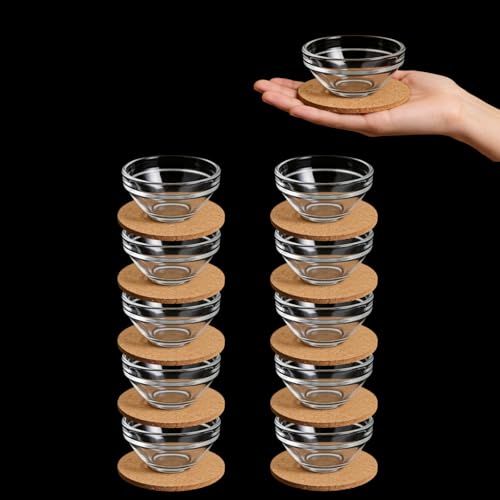 Sixinfeto Verrines en Verre avec Coussin 10 Pièces Bol Petit Dejeuner Ø 7,5 cm Coupelle Dessert 75 ML Verine pour Aperitif Bol en Verre Recipient Sauce Pot a...