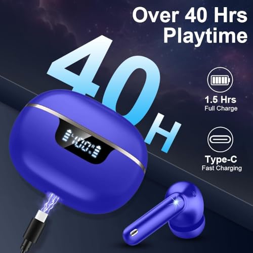 Image of Wireless Earbuds, Bluetooth 5.4 Headphones 50H Playtime Ear Buds Earphones | IP7 Waterproof with 4 ENC Mics, HiFi Deep Bass, LED Display Fast Charging, 2026 in-Ear Headphones for Sports & Outdoor