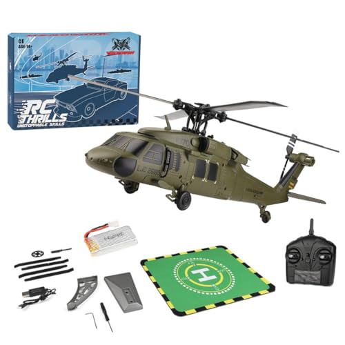 Image of BuildCubes WL K170 Black Hawk UH-60L RC Helicopter for Adults - 2.4G 4CH Flybarless 6-Axis Gyro Military Toy Gift -RTF