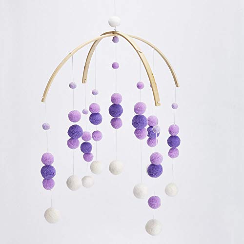 Image of Baby Crib Mobile,Baby Mobile Crib Felt Ball Hanging Toys Pendant Wind Chimes Decorations,Gifts for Newborn,Nursery Decor for Girls Boys(Purple)