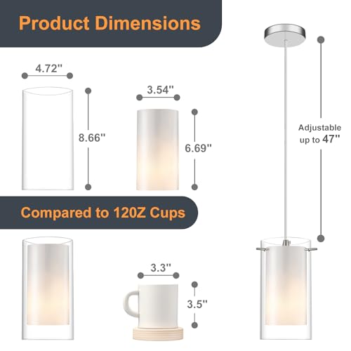 Akezon KP-506 1-Light Pendant Light, Indoor Glass Hanging Light Fixture thumb #3