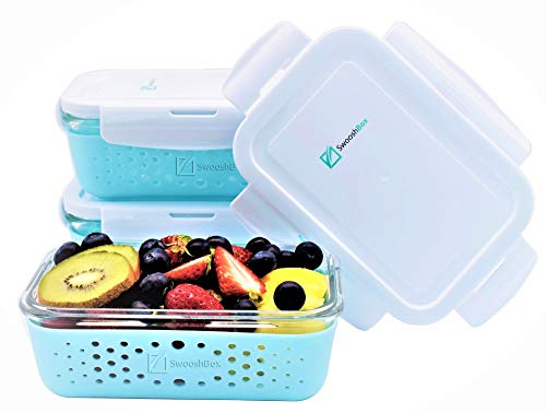 Premium Glass Food Prep Storage Containers Tupperware - Glass Food Storage Containers with Lids - 3 Piece Lunch Containers