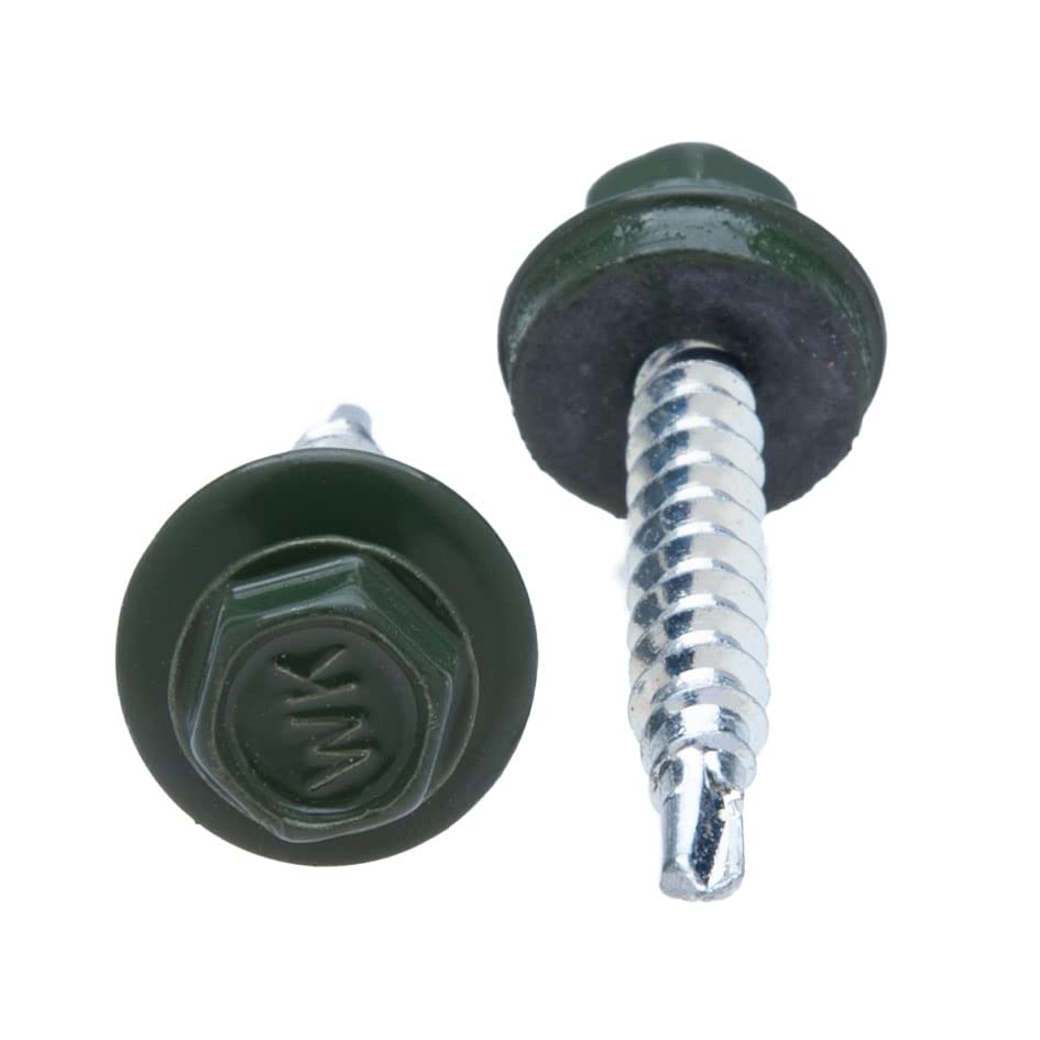4.8 mm x 25 mm Roofing Screws, Hex Head Self-Drilling Color (RAL 6020 Chrome Green) Roof Screws with EPDM Sealed Washer - Image 3