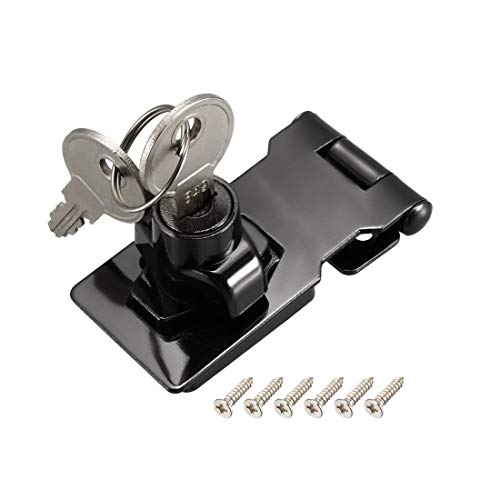 Image of uxcell Keyed Hasp Lock 80mm Twist Knob Keyed Locking Hasp for Door Cabinet Keyed Different Bright Black 2 Pcs