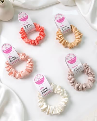 Image of Luxury Satin Scrunchies Set for Women, Girls | Anti-Hair-Breakage Hair Ties for Ponytails & Buns | Small Size | Pack of 5