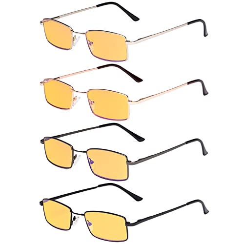 Image of Eyekepper 4 Pack Reading Glasses Blue Light Blocking Memory Titanium Bridge Computer Readers