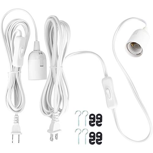 UL 12Ft JACKYLED Extension Hanging Lantern Cord Cable 2-Pack 360W with E26 E27 Socket On/Off Button Pendant Lighting