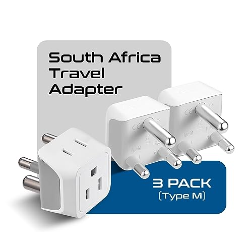 Image of Ceptics South Africa, Namibia Travel Adapter Plug with Dual Usa Input - Type M - Ultra Compact - Safe Grounded Perfect for Cell Phones, Laptops, Camera Chargers and More 3 Pack (CT-10L)