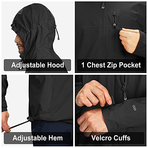 33,000Ft Men's Rain Jacket Waterproof Cycling Running Packable Raincoat With Hood Lightweight Windbreaker With Mesh Lining #TOP3