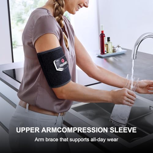 Bicep Tendonitis Brace with Support Bar - 2 Pack Arm Compression Sleeve Tricep Bicep Support Bands for Upper Arm Pain Relief, Muscle Strains & Inflammation, Fits Men/Women(Black,Large) - Image 5
