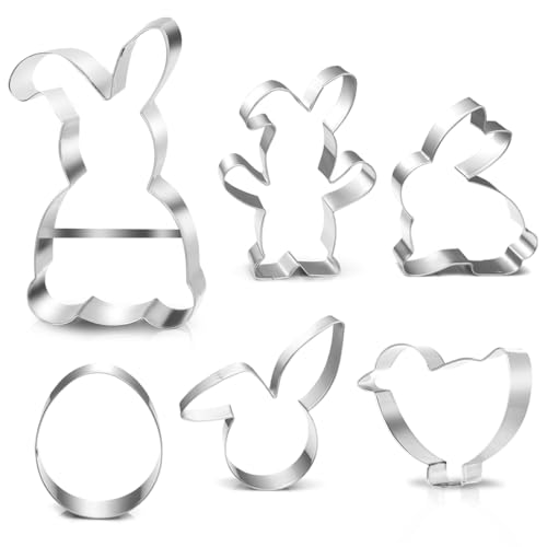 Plätzchen Ausstecher Ostern, 6 Stück Ausstechformen Ostern Set, Ei Hase Plätzchenform Keksform, keksausstecher Ostern, Ideales Ostergeschenk für Osterplätzchen(Hase :XXL groß)