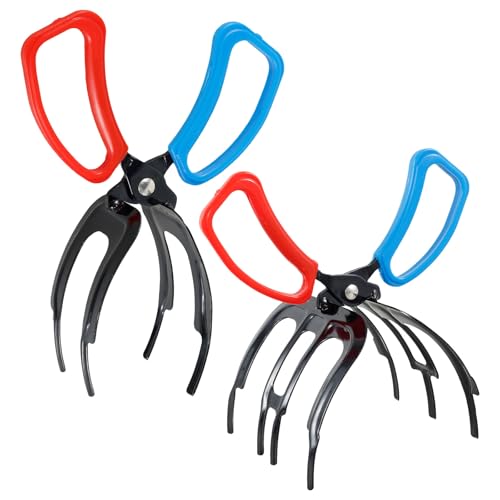 YLMFTNU 2Pcs Claw Fish Gripper, Metal Fishing Gripper Plier, Portable 2 Claw Fish Hand Control Grabber 3 Claw Fish Catch Clamp, Fish Control Forceps for Freshwater Saltwater Fish (3+2Claw)