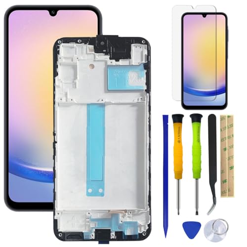 HQB-STAR Galaxy A25 LCD Screen Replacement LCD Display Touch Digitizer Assembly for Samsung Galaxy A25 5G SM-A256B,SM-A256E,SM-A256U LCD Display with Frame(lncell Screen) +Tools