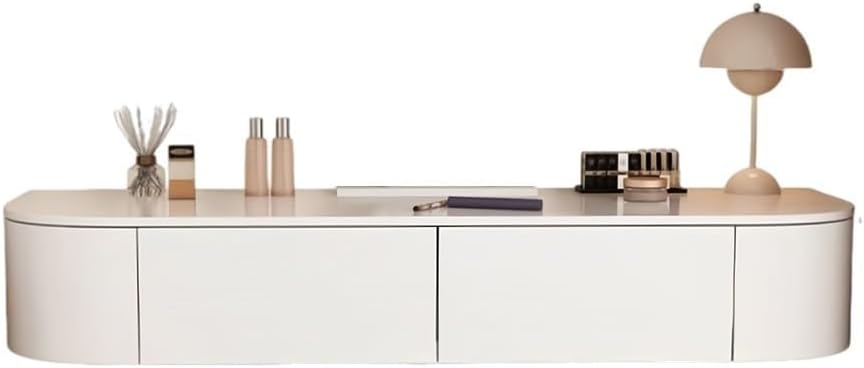 Wall Mounted Floating Vanity Table with Drawer, Minimalist Makeup Desk for Bedroom and Small Spaces, Modern Wall Hung Dressing Table Without Mirror, White Corner Floating Desk Dresser(100cm/39.4in)