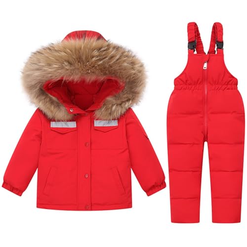 Baby Boys Girls Snowsuit Infant Winter Clothes Newborn Hooded Jacket and Snow Bib Pants Toddler 2pcs Ski Suit - Main Image