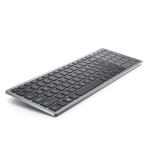 Dell KB740 Compact Multi-Device Wireless Keyboard – Dual Mode RF & Bluetooth 5.0, Full-Size Layout, Quiet Typing, Long Battery Life, Secure AES-128 Encryption, UK QWERTY Layout – Titan Grey