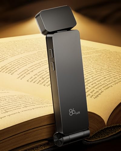 86lux Leselampe Buch KlemmeWiederaufladbare Buchlampe zum Lesen im BettUltraleichte LED Klemmlampe mit 3 Bernsteinfarben und Stufenlosem Dimmen für Nachtlesen für Buchliebhaber Kinder Grau