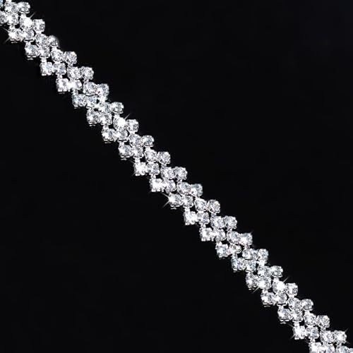 Ronglry Rhinestone Choker Necklace for Women Silver Diamond Choker Necklaces for Women Sparkly Crystal Rhinestone Necklace for Women Silver Chokers for Women Party Prom Wedding Jewelry Accessories3