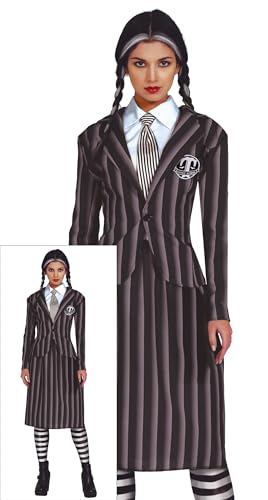 FIESTAS GUIRCA Disfraz de Uniforme Escolar de Niña de Familia Gótica - Disfraz Halloween Mujer Talla 36-38 S