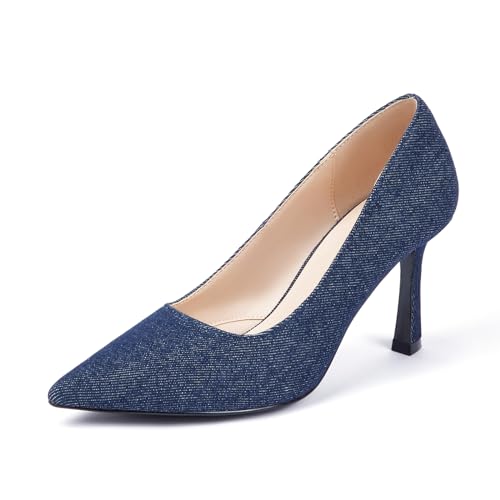 Elisabet Tang Women’s High Heel Closed Toe Pumps Pointed Toe 3.15 inch Heels Shoes Slip On Classic Office Dress Pumps