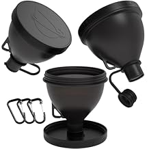 Hydra Cup ProStand [3 Pack] - Funnels w/Stand for Filling Water Bottles with Protein Powder, Supplement Container Set to Go or Kitchen Use, Keychain for Shaker Cup, Black