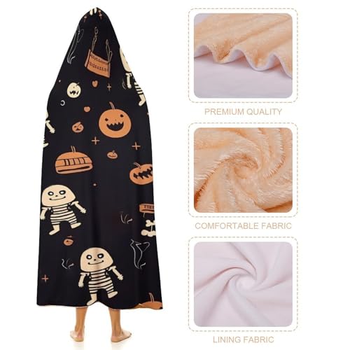 Couverture à capuche Halloween imprimée plaid canapé bureau voyage - 4