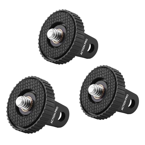 Image of Action Pro 1 /4 inch Thread Tripod Mount Adapter with Stainless Steel Insert Compatible with GoPro Hero 13 /12 /11 /10 /9 /8 /7 /6 /5 /4, Insta360, DJI Osmo Pocket, SJCAM, Xiaomi & Yi Action Cameras (Pack of 3)