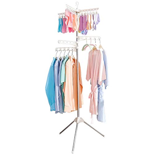 YI0877CHANG Tendedero de Ropa Estante de Secado Creativo Piso Plegable Balcón Estante de Secado de Acero Inoxidable Interior y Exterior Percha Simple Tendedero Multiuso M Estante de lavandería