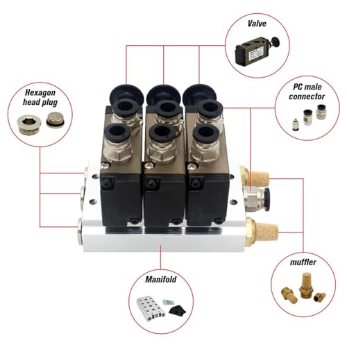 Vanne push-pull 4L310-10 de commande pneumatique 5/2 voies avec raccords 12mm