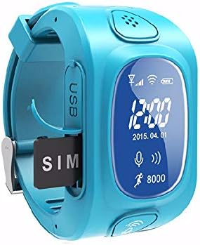Camonity GPS/GSM/GPRS Triple Positioning Tracker Watch for Kids Children Smart Watch with SOS Position Safety Monitor Anti-lost Locator Tracker (Blue)