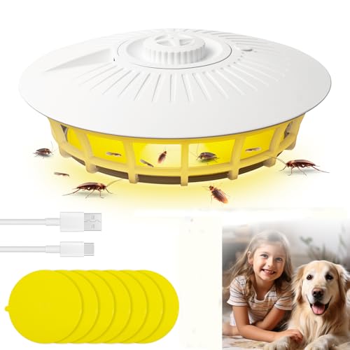 Pulgas Eliminar Casa, Afenau Lámpara Antipulgas con 7 Almohadillas Adhesivas, 4 Modos de luz Trampa Mata Pulgas Hogar, Trampa para Pulgas para La Sala de Estar, Cocina, Dormitorio