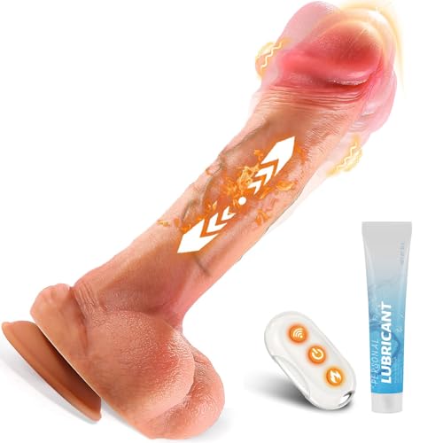 Thrusting Suction Cup Dildo Vibrator Sex Toy with 7 Vibrations Thrusts Swings 8 Inch Heating Dildos Adult Sex Toys for Women and Men XL Silicone Dildo with Remote Control for Couples