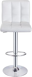 Panana Bar Stools, Height Adjustable Cuban Bar Chairs Synthetic Leather 360° Swivel Kitchen Stool with Backrest and Footrest for Breakfast Bar, Counter, Kitchen and Home Barstools (White, One Stool)