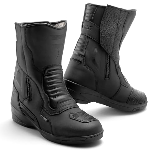 REBELHORN Scout High Heel Lady Botas de Moto Mujer | Cuero PU | Membrana Impermeable Hipora | Tacón de 7 cm | 2 Cremalleras Largas