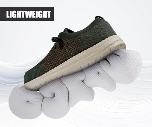 Image of LARNMERN Slip On Steel Toe Shoes Men Lightweight Comfortable Lounging Walking Sneakers Safety Work Steel Toe Loafers(7.5 Men, Army Green)