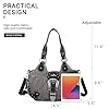 Angel Kiss Hobo-Taschen für Damen, veganes Leder, Geldbörsen und Handtaschen, schicke Umhängetaschen, Crossbody-Börsen mit Metallnieten, Grau/Schwarz #5
