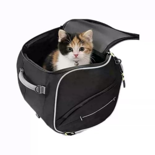 Tank Mounted Motorcycle Dog Bag for Small Dogs, Comes with Waterproof Cover & Zippers, Hand or Shoulder Carry, 23 Liter Capacity Also Fits Motorcycle Rear Rack