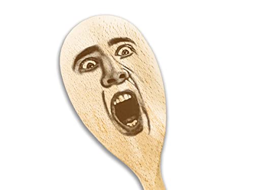 Nicolas Cage Features On Wooden Spoon Nic Cage Face On