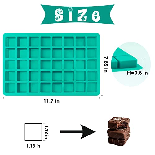 Image of Sakolla Square Chocolate Mold, 40 Cavities Silicone Cube Mold for Chocolate, Candy, Caramel, Ice Cubes, Ganache, Gummy