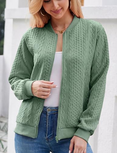 Image of Larmliss Women's Zip Up Cardigan Sweater Hoodies Long Sleeve Jacket Crewneck Casual Outerwear Spring Fall Trendy Coat Outfits