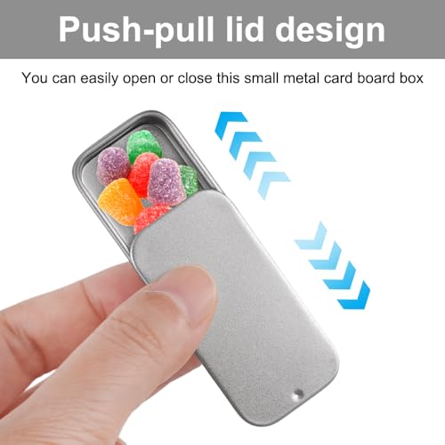 Vylro 16 Stück Kleine Metallbox Behälter, 5×2.5×1cm Rechteckige Metalldosenbehälter, Kleine Metalldosen mit Schiebedeckel, Mini Metallboxen, für SüßIgkeiten, Schmuck, Pillen, Perlen