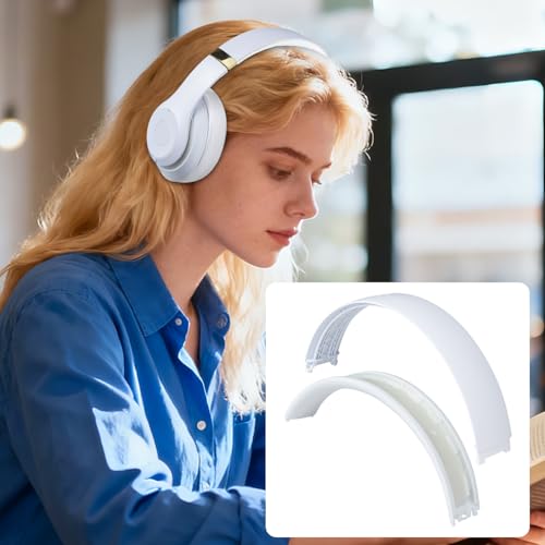Image of SOULWIT Top+Bottom Headband Cover Kit for Beats Studio 3 & Studio 2 Wired & Wireless Headphones, Replacement Headstrap Pad Repair Part with Durable Silicone and Plastic - Studio3 White