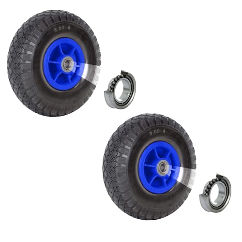 2x TRUTZHOLM Sackkarrenrad 260x85 mm 3.00-4 Nabenlänge 60 mm Bollerwagenrad, Luftrad, Ersatzrad, versetzt, 4-lagiges Gewebe 4PR (Blau)