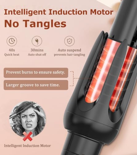 Image of Auto Hair Curler, Automatic Curling Iron Wand with 4 Temperatures & 3 Timers & LCD Display (Black)