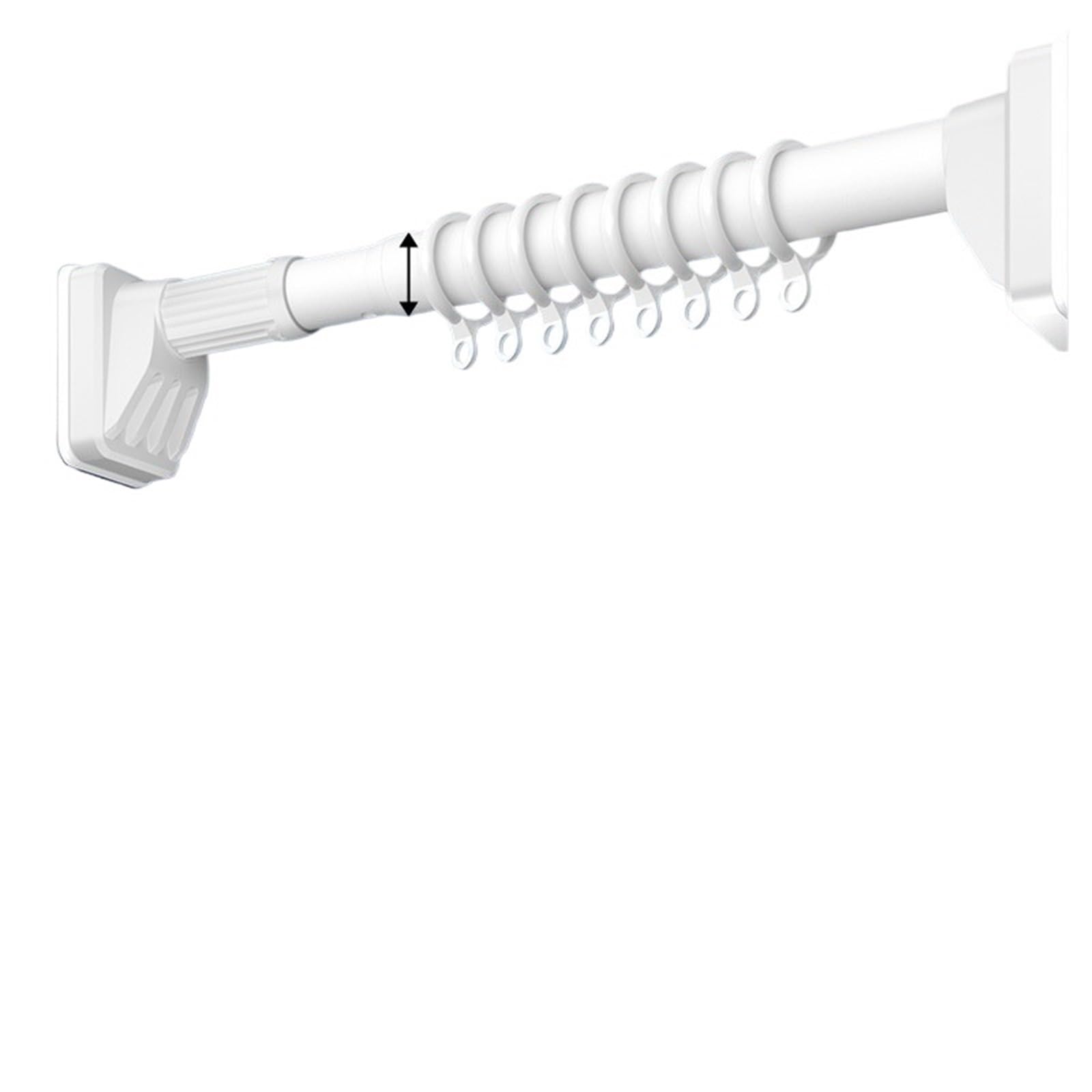 Extendable Clothes Rail Long Shower Curtain Rod Adjustable Stainless Steel Tension Pole Telescopic for Bathroom Window Wardrobe(White3.6-4.5m)