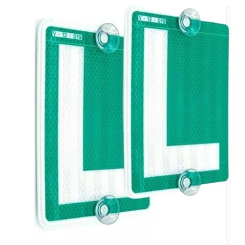 PAGAMADU Placa L Coche Conductor Novel Homologada por la DGT– 2 Ventosas Incluidas Alta Adherencia – L Autoescuela Reflectante– Quita y pon (1)