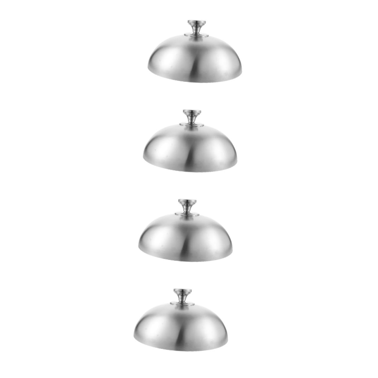 OUNONA 4 Pièces Couvercle de Protection Alimentaire Inoxydable Cloche pour Viande pour Cuisine Service de Plat Ronde Splash Argenté