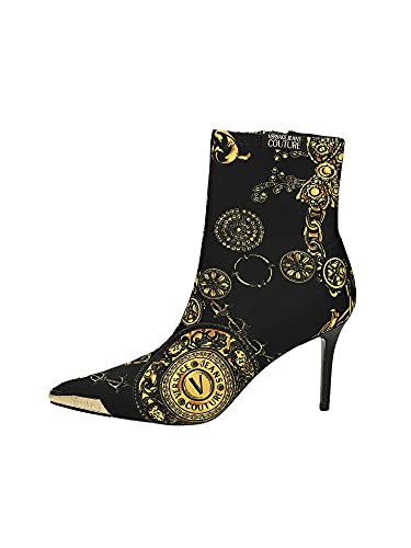 Versace Jeans Couture Stivaletto Con Tacco Couture Nero Con Stampa Baroque 38()-8(US) Black